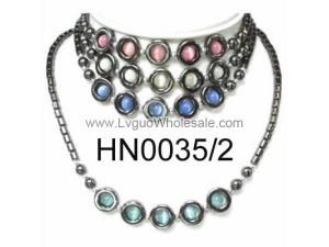 Colored Opal Beads Hematite Donut Pendant Beads Stone Chain Choker Fashion Women Necklace